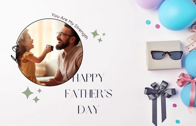 Photo happy fathers day banner design and greeting card for social media generative ai