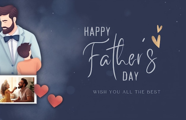 Photo happy fathers day banner design and greeting card for social media generative ai