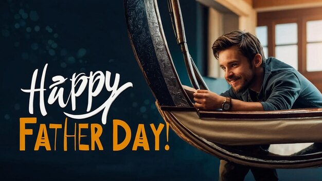 Photo happy fathers day banner for social media post with son and father hand together