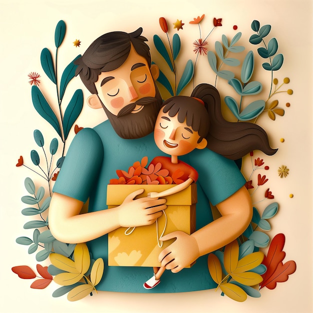 Happy Fathers day concept minimalistic vector art background