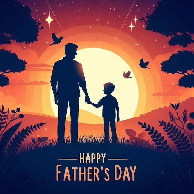 Happy fathers day concept with silhouette design