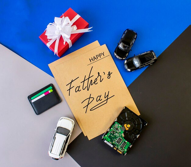 Photo happy fathers day flat lay on fathers day theme