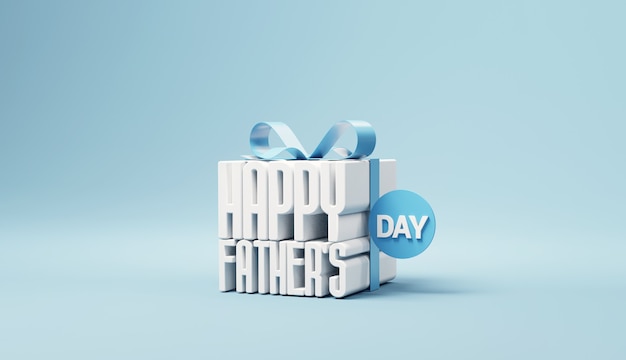 happy fathers day in gift box on blue background