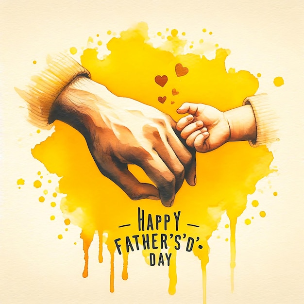 Happy Fathers Day Greetings Black White Yellow Background