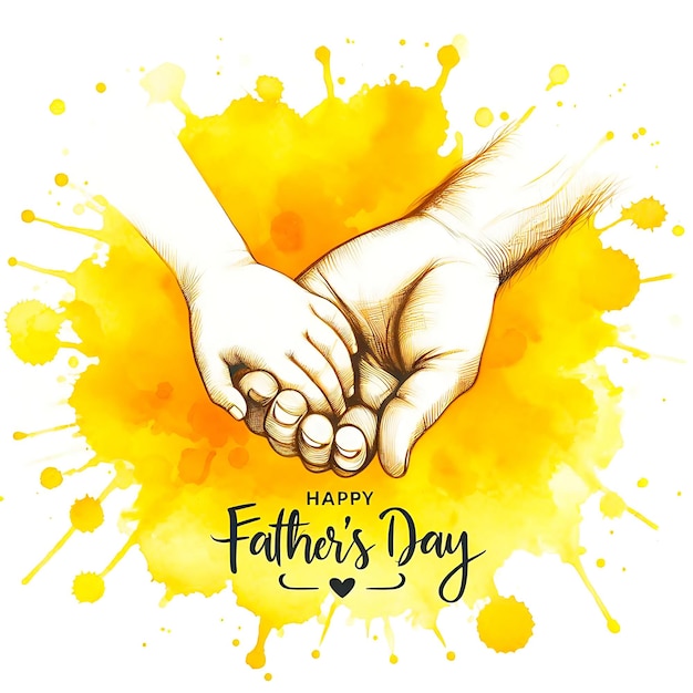 Happy Fathers Day Greetings Black White Yellow Background