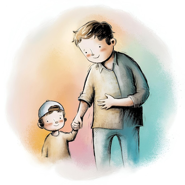 Happy fathers day illustration of father and child celebrating fathers day