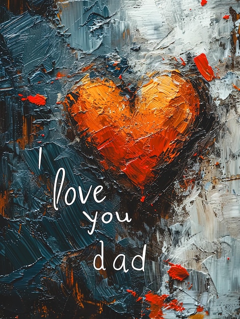 Happy fathers day lettering greeting card oil paint hand drawn