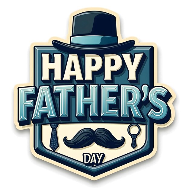 Photo happy fathers day retro style greeting with hat and mustache