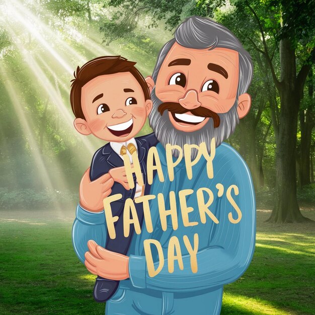 Happy fathers day silhouette background with father and child