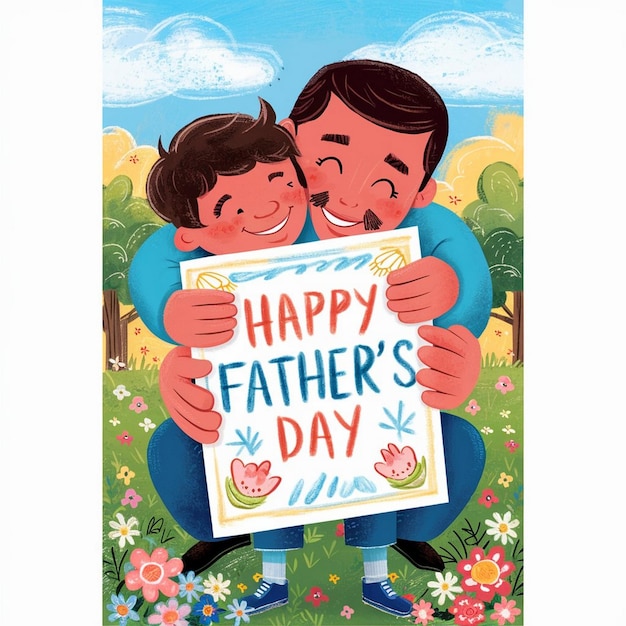 Happy fathers day silhouette background with father and child