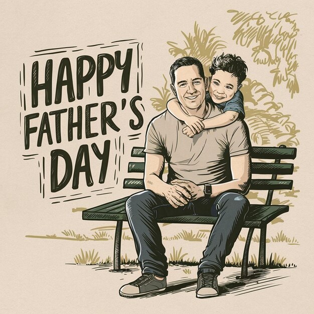 Happy fathers day silhouette background with father and child