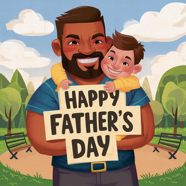 Happy fathers day silhouette background with father and child