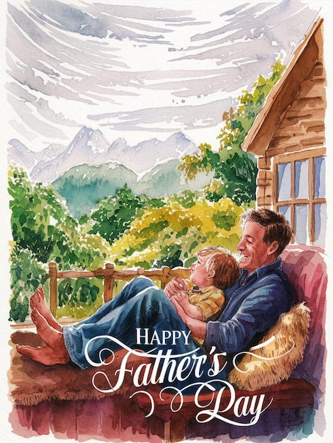 Happy Fathers Day Social Media Post Design showing fathers love for his childre