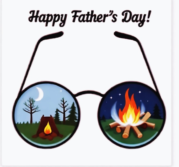 Happy fathers day sunglass illustration son and father gift to dad day as greeting card postcard