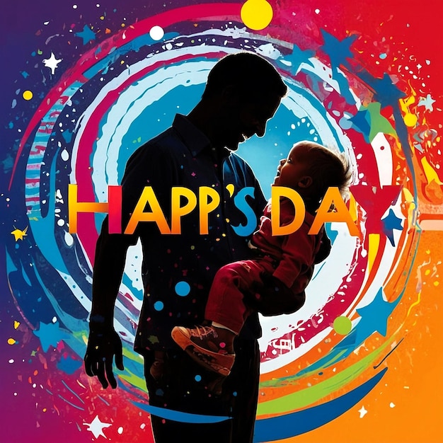 Happy Fathers Day vibrant and festive digital illustration