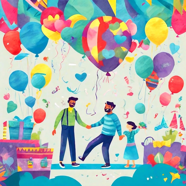 Happy Fathers Day vibrant and festive digital illustration