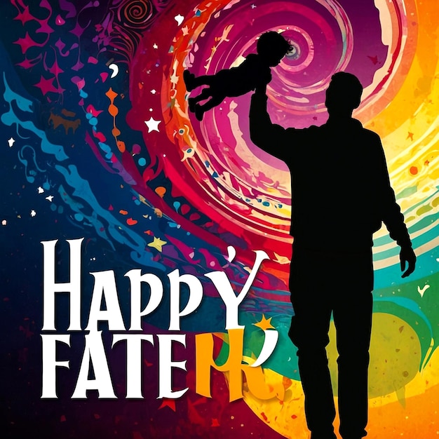 Happy Fathers Day vibrant and festive digital illustration