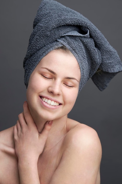 Happy female with towel