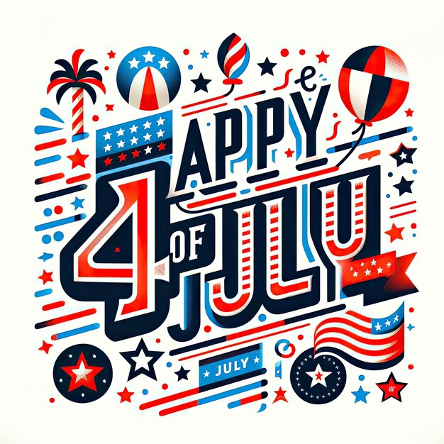 Photo happy fourth of july 4th of july svg design hand written vector design illustration for prints on tshirts bags posters cards and mug