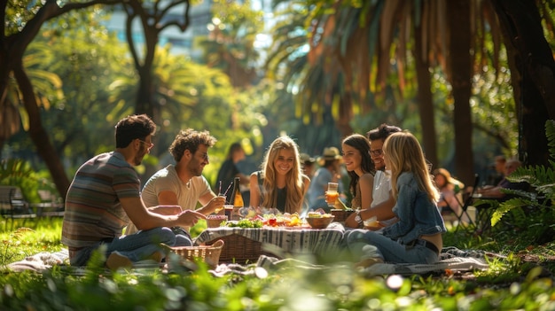 Happy Friends Enjoying a Picnic in the Park on a Sunny Day Canon EOS R6 Photography