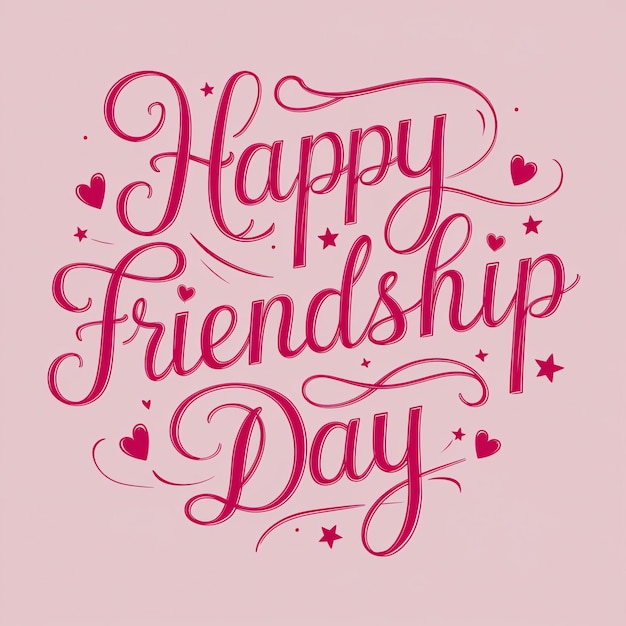 Happy friendship day beautiful text design on pink background