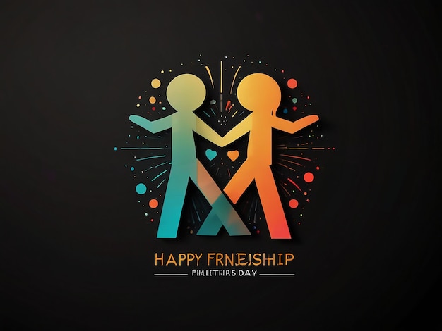 Photo happy friendship day colorful typography vector illustration with cute hearts and friendship element