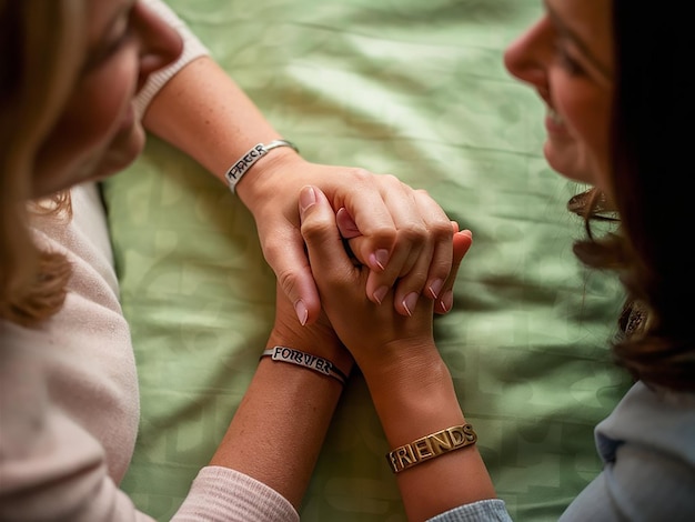 Happy friendship day concept friends forever written on friendship band