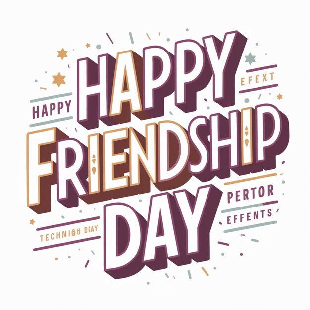 Photo happy friendship day fun lettering design bold typography vector illustration for celebrating