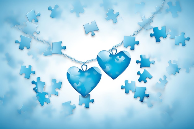 Happy friendship day greeting card with connected puzzle pieces on blue background