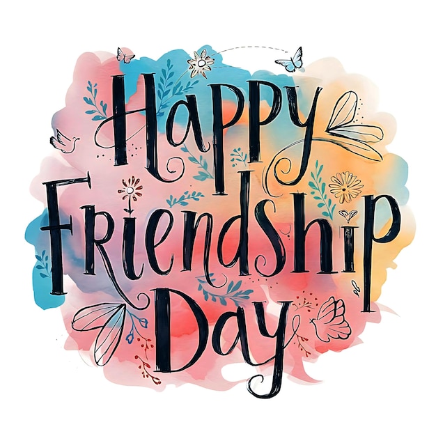 Photo happy friendship day lettering poster