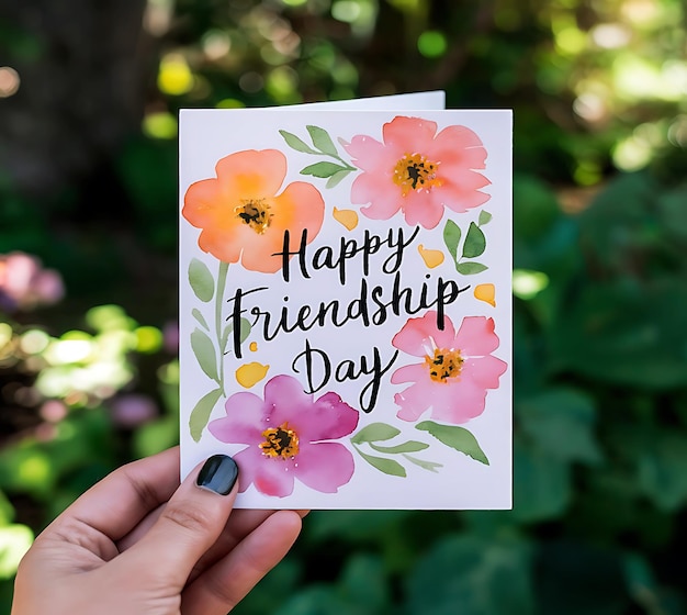 Happy Friendship Day May our bond continue to blossom like the beautiful watercolor hues on this card