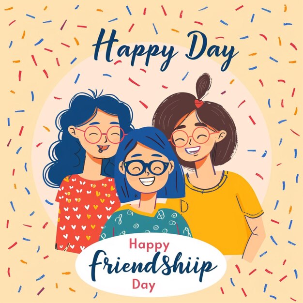 Happy Friendship Day poster card social media post design vector illustration style