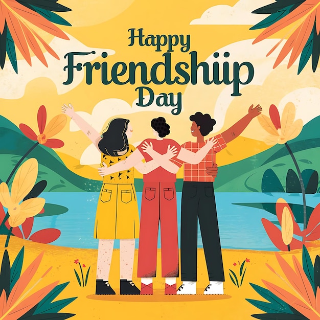 Photo happy friendship day poster design vector illustration