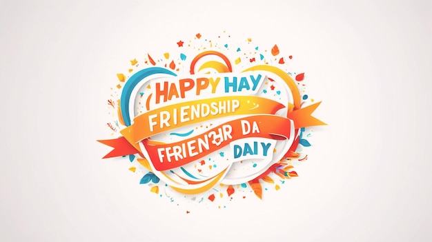 happy friendship day poster with colorful ribbon and a quote that says happy friendship day