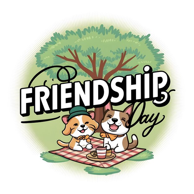 Photo happy friendship day typography text and colorful illustrations design