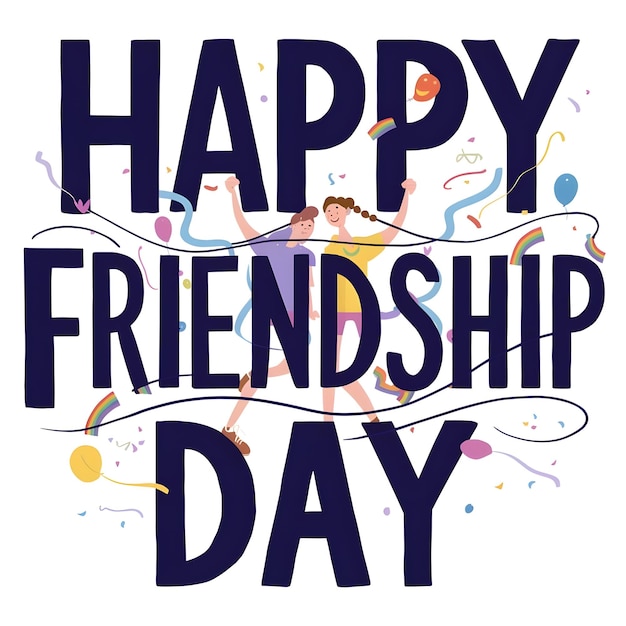 Happy Friendship Day Vector Illustration with BFF Best Friends Forever Friends amp Friendship Day