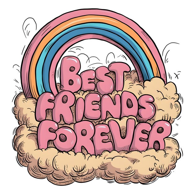 Photo happy friendship day vector illustration with bff best friends forever friends amp friendship day