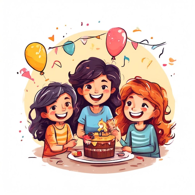 Happy friendship day with back view of friend group illustration having fun and enjoy