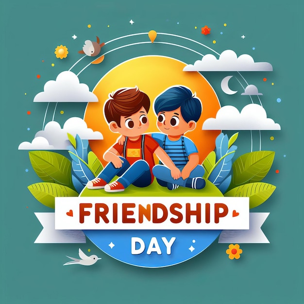 Happy friendship day with friends illustration Generative Ai