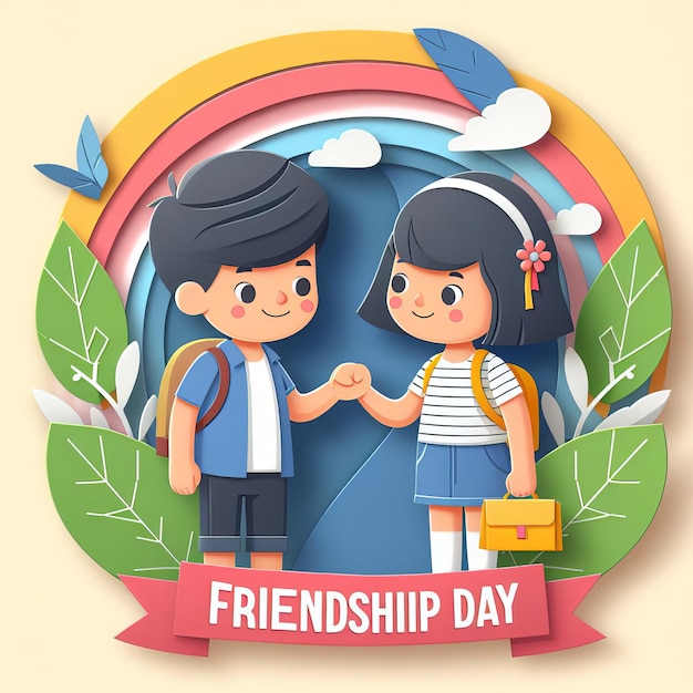 Happy friendship day with friends illustration Generative Ai