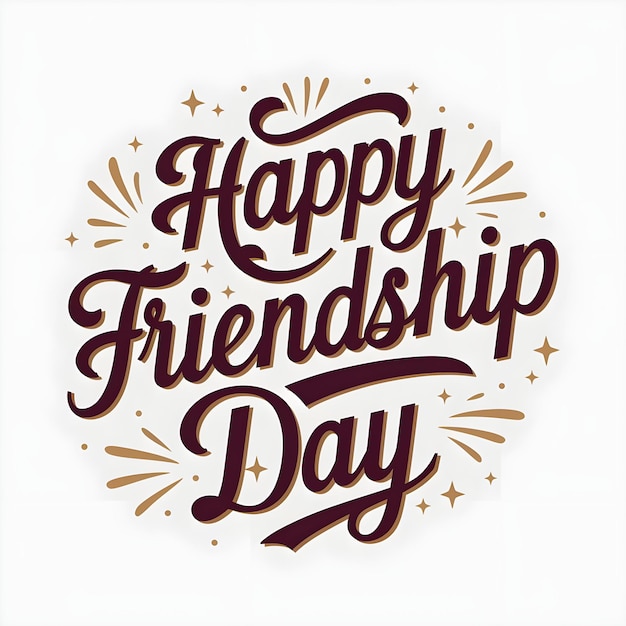 a happy friendship day written in purple on a white background