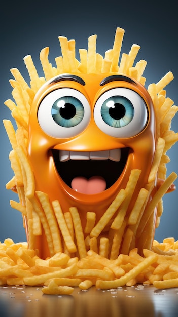 Photo happy fries hd 8k wallpaper stock photographic image