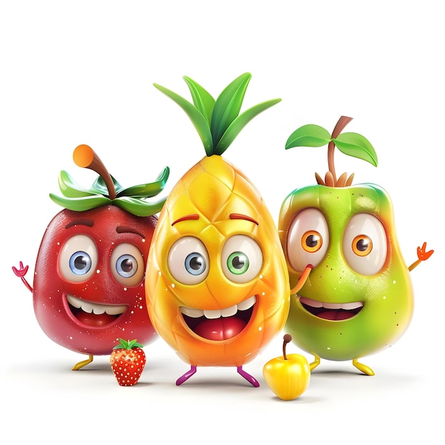 Photo happy and funny fruit mascot generative ai