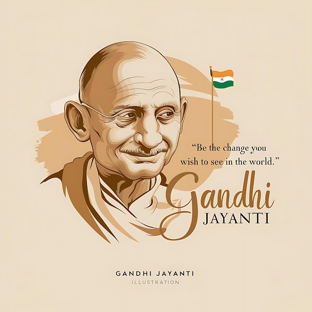 Photo happy gandhi jayanti day flat illustration