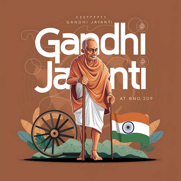 Photo happy gandhi jayanti day flat illustration