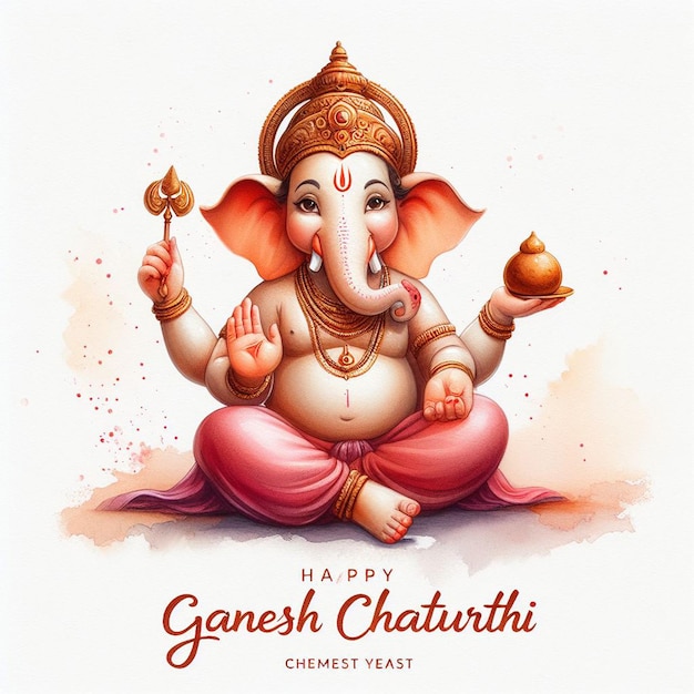 Happy Ganesh Chaturthi background with watercolor Indian festival