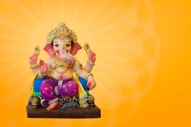 Happy Ganesh Chaturthi Greeting Card design with lord ganesha idol