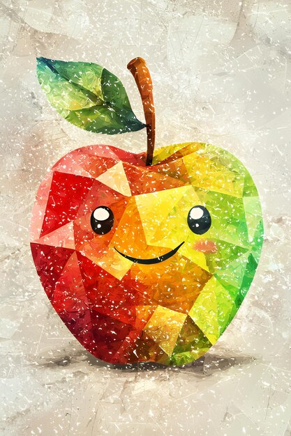 Photo happy geometric apple with a smile