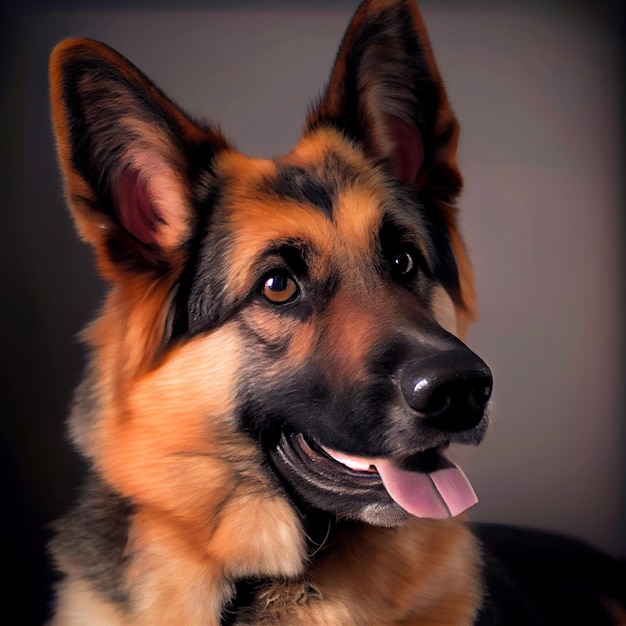 Happy German Shepherd dog portrait looking at camera