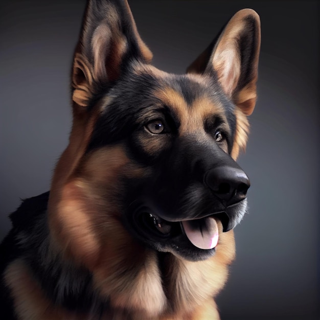 Happy German Shepherd dog portrait looking at camera